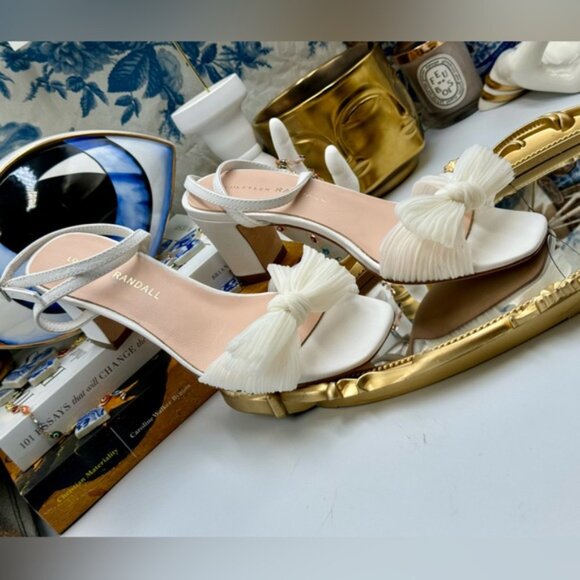 🆕 LOEFFLER RANDALL 🧿 NWOT Kimora White Pleated Bow Heel, Sz 6.5 - Picture 13 of 16